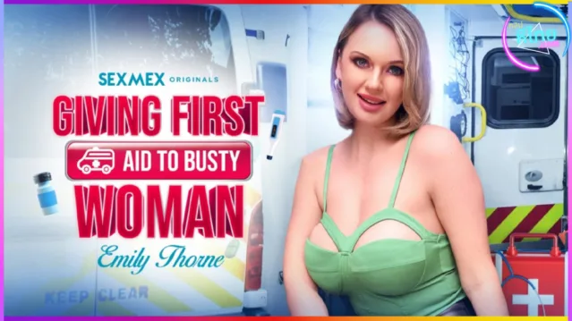 SEXMEX GIVING FIRST AID TO BUSTY WOMAN EMILY THORNE