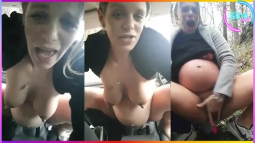 คุณแม่ท้องโตขย่มเกียร์กระปุกรถยนต์ ใกล้คลอดแล้วเงี่ยนผัวไม่เย็ด มาจอดรถข้างทางขย่มเกียร์รถ